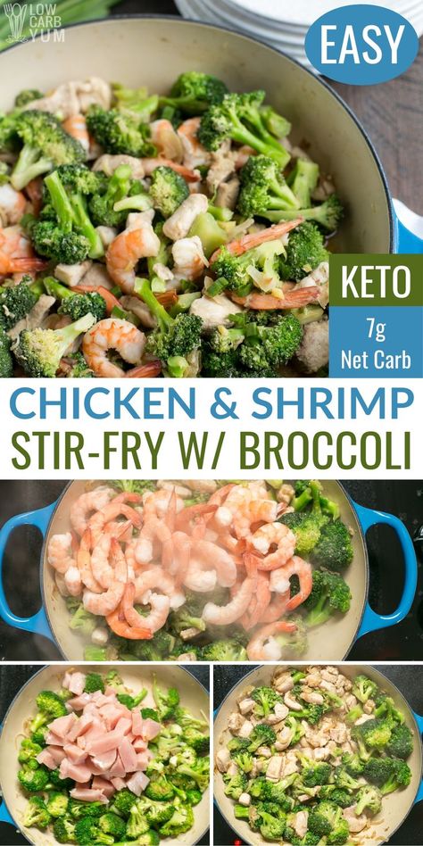 Fry Chicken, Chicken Shrimp, Low Carb Low Fat Recipes, Shrimp And Broccoli, Grilled Shrimp Recipes, Boiled Egg Diet Plan, Simple Keto, Chicken And Shrimp Recipes, Boiled Egg Diet