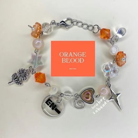 Enhypen Bracelet, Jewelry Kpop, Orange Blood, Pop Jewelry, Pretty Jewelry Necklaces, Bead Charms Diy, Handmade Jewelry Tutorials, Jewelry Accessories Ideas, Beaded Bracelets Diy