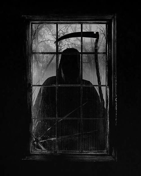 Dark figure in the window Don't Fear The Reaper, Dark Things, Grim Reaper Art, Scary Stuff, Darkness Falls, Art Noir, Fall Inspiration, The Grim, Arte Horror