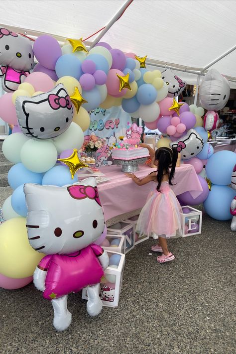 Hello Kitty Birthday Decor
Here's my take on this theme
We did a pastel color 
The foil star balloons were so cute with the theme Sanrio Balloon Garland, Kids Party Balloon Decorations, Sanrio Birthday Backdrop, Hello Kitty Birthday Party Decorations Backdrops, Hello Kitty Theme Party Backdrop, Ballon Decorations Hello Kitty, Hello Kitty Birthday Decorations, Hello Kitty Theme Party, Hello Kitty Birthday Cake