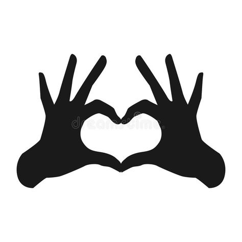 Two Hands Making A Heart, Heart Shape Illustration, Hands Making A Heart, Heart Hand Sign, Sign Language Art, Painted Window Art, Graphic Business, Hand Silhouette, Hand Clipart