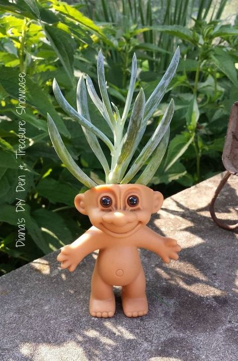 s the 15 tiniest succulent ideas we ve ever seen, flowers, gardening, succulents, These itty bitty troll doll planters Succulent Planters, Cactus Planter, Hanging Succulents, Small Succulents, Succulent Terrarium, Troll Dolls, Succulent Arrangements, Pretty Plants, Succulents Garden