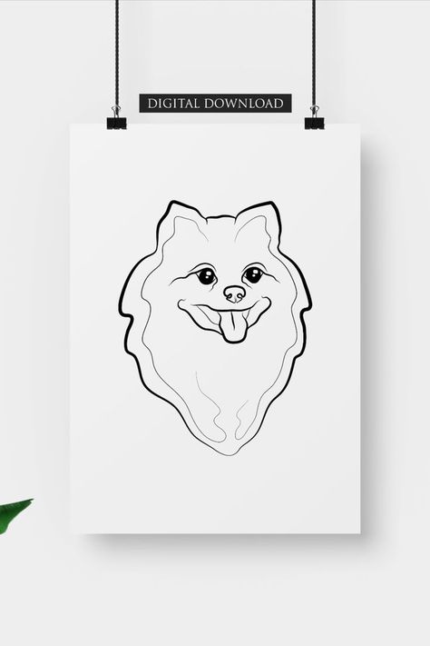 Pomeranian Tattoo, Drawing Minimalist Art, Pomeranian Art, Custom Dog Art, Bulldog Tattoo, Pet Drawing, Dog Line Art, Pets Drawing, Dog Tattoo