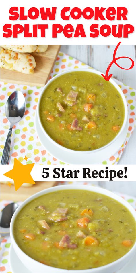 Crock Pot Pea Soup With Ham, Fall Comfort Food Crock Pot, Green Split Pea Soup Crockpot, Split Pea Slow Cooker, Crock Pot Split Pea Soup With Ham, Slow Cooker Split Pea Soup With Ham Hock, Split Pea Soup With Hambone Crock Pot, Crockpot Pea Soup With Ham Bone, Crock Pot Pea Soup With Ham Bone