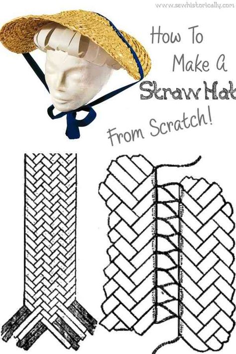 Make A Straw Hat, Straw Hat Diy, Loom Knitting Stitches, Straw Crafts, Mad Hat, Invisible Stitch, Rigid Heddle Weaving, Weaving Tutorial, Hat Tutorial