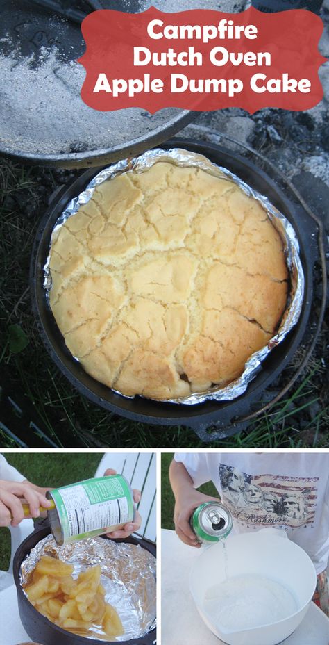 Dutch Oven Desserts, Dutch Oven Camping Recipes, Apple Dump Cake, Dutch Oven Camping, Apple Dump Cakes, Dutch Oven Cooking, Dutch Oven Recipes, Campfire Food, Boat Food