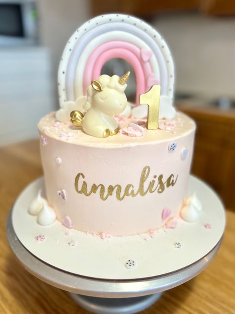 #rainbowcake Rainbow Unicorn Cake, First Birthday Cake, First Birthday Cakes, Unicorn Cake, Rainbow Unicorn, First Birthday, First Birthdays, Birthday Cake, Rainbow