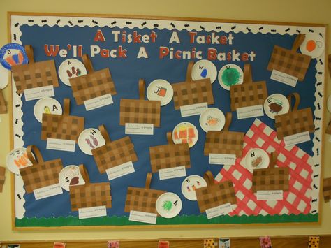 Letter Recognition/Food: A Tisket, A Tasket, We'll Pack A Picnic Basket Pack A Picnic Basket, Summer Camping Ideas, Picnic Art, A Tisket A Tasket, Teacher Appreciation Themes, Picnic Theme, Picnic Party, Camping Ideas, Letter Recognition