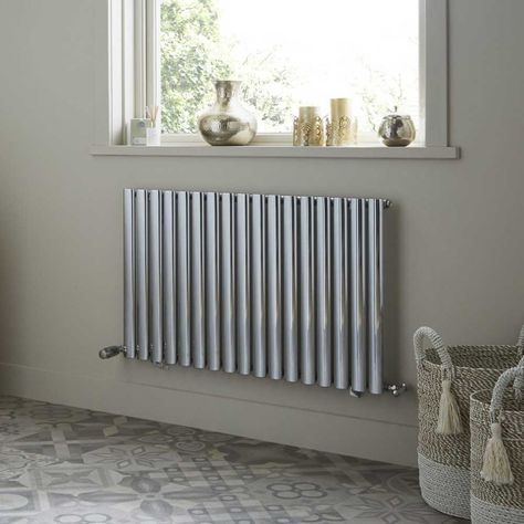 Heatwave Dorney Single Horizontal Radiator 600mm H x 1012mm W - Chrome Flat Panel Radiators, Horizontal Radiators, Vertical Radiators, Column Radiators, French Doors Patio, Central Heating System, Designer Radiator, Garden Rooms, Radiator Cover