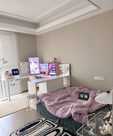 No Bedframe Bedroom Ideas, Desktop Inspiration, Room Redesign, Small Room Design, Redecorate Bedroom, Dream House Rooms, Cozy Room Decor, Minimalist Room, Gamer Room