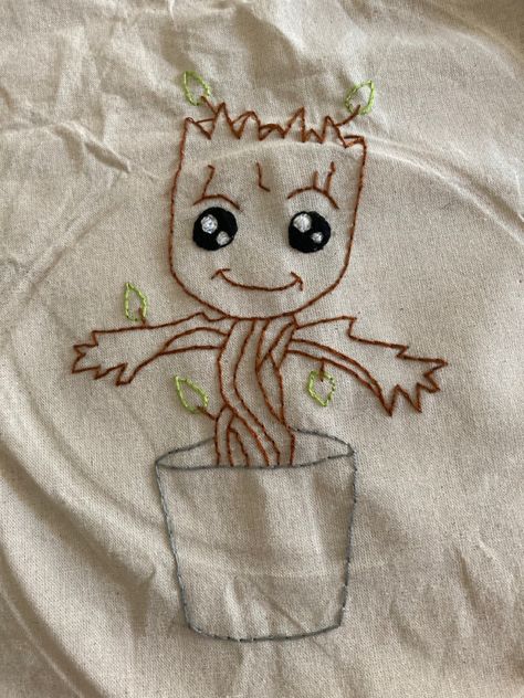 Marvel Hand Embroidery, Marvel Embroidery Patterns, Groot Embroidery, Bookworm Embroidery, Marvel Embroidery, Movie Embroidery, Random Diys, Clothes Embroidery Diy, Disney 2024