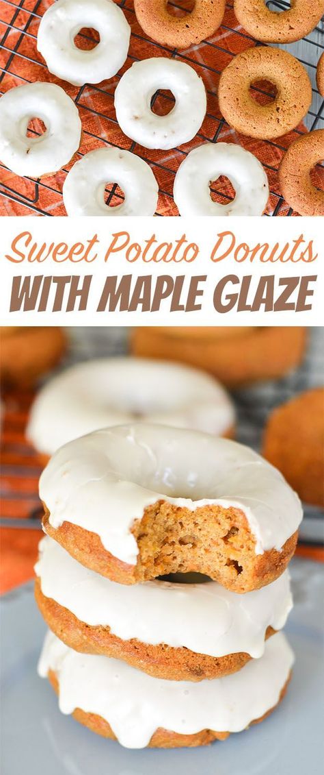 Sweet Potato Donut Recipe, Baked Doughnut, Homemade Donut, Potato Donuts, Doughnut Recipes, Sweet Potato Dessert, Homemade Donuts Recipe, Homemade Donuts, Maple Glaze