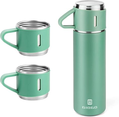 Amazon.com: Stainless Steel Thermo 500ml/16.9oz Vacuum Insulated Bottle with Cup for Coffee Hot drink and Cold drink water flask.(Green,Set): Home & Kitchen Cup For Coffee, Water Flask, Flask Bottle, Flask Set, Thermos Flask, Water Bottle Accessories, Insulated Bottle, Vacuum Flask, Cold Drink