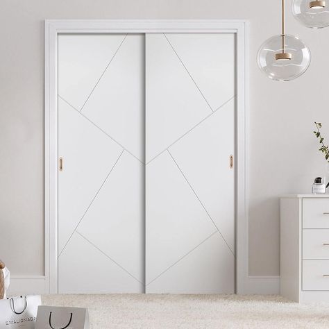 Two Sliding Doors and Frame Kit - Dover Flush Door - White Primed Wardrobe Finishes, White Sliding Wardrobe, Fitted Wardrobe Doors, Sliding Door Wardrobe Designs, Two Sliding Doors, Beauty Room Vanity, Bedroom Built In Wardrobe, Flush Door, Internal Sliding Doors