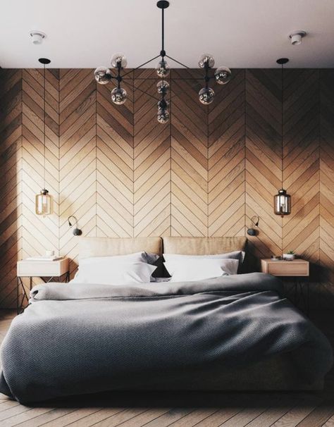 Wood Mosaics, Nice Bedroom, Interior Design Examples, Loft Wall, Minimal Interior, Minimal Interior Design, Loft Interior, Industrial Bedroom, Scandinavian Bedroom