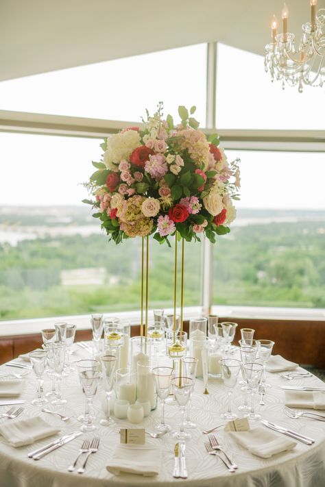 Tall Vase Flower Arrangements, Elevated Centerpiece, Tall Floral Centerpieces, Tall Flower Centerpieces, Pink Astilbe, Classic Wedding Reception, Tall Flower Arrangements, Inexpensive Wedding Flowers, Hydrangea Pink