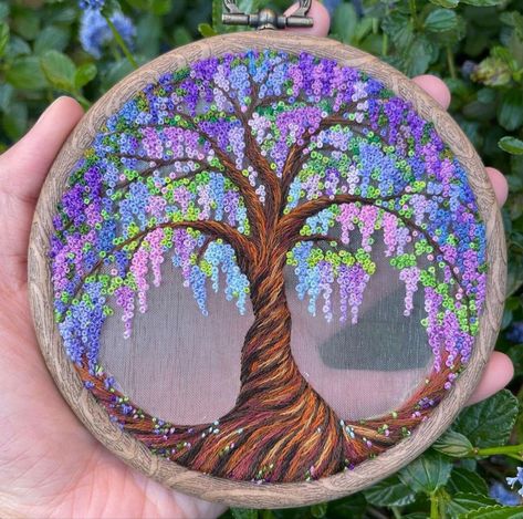 Unicorn Tree, Hand Embroidery Tutorial, Embroidered Art, Flower Bomb, Hand Embroidery Art, Crewel Embroidery, Embroidery Hoop Art, Embroidery Inspiration, Embroidery Tutorials