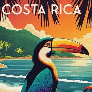 Costa Rica Print Toucan Travel Poster Birthday Gift image 3 Costa Rica Print, Costa Rica Coffee, Costa Rica Art, Cost Rica, Toucan Art, Costa Rica Beaches, Home Decor Artwork, Amazing Maps, New Background Images