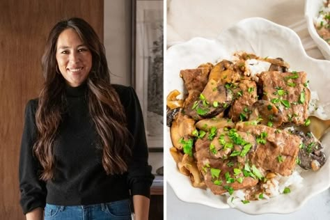 Joanna Gaines Loves This Recipe for "Sunday Supper" Beef Tips Joanna Gaines Sunday Supper Beef Tips, Sunday Supper Beef Tips Joanna Gaines, Joanna Gaines Beef Tips Recipe, Joanna Gaines Beef Tips, Beef Tips Recipe, Beef Tip Recipes, Savory Meals, Sunday Recipes, Sunday Suppers