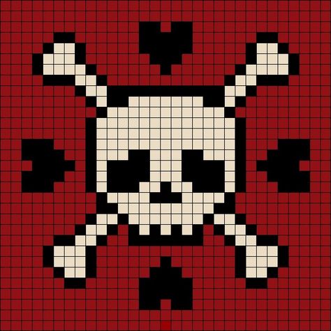 Alpha Bracelet Pattern Skull, Cool Grid Patterns, Y2k Pixel Art Grid, 3 Color Alpha Pattern, Bead Tapestry Patterns, Small Pixel Grid Crochet, Grunge Pixel Art Grid, Tapestry Crochet Patterns Cute, Crochet Pixel Graph