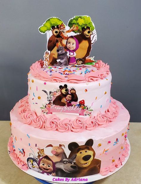 Cake Designs Masha And The Bear, Masha And Bear Cake Designs, Masha And The Bear Cake Birthday, Marsha And The Bear Cake, Masha And Bear Cake, Masha And The Bear Cake, Masha And The Bear Party Ideas, Teddy Bear Cake Ideas, Masha Cake