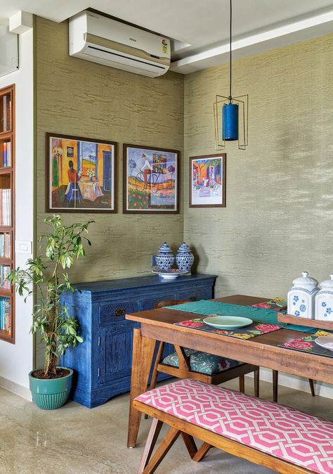 This smart home in Mumbai is a study in colours and textures | Architectural Digest India Study Table Ideas Aesthetic, Italian Marble Flooring, Styles Of Furniture, Simple Bed Designs, Indian Room Decor, India Home Decor, Indian Interiors, Indian Home Interior, Indian Decor