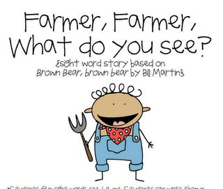 Farmer, Farmer fill-in-the-blank Sight Word book. Harvest Preschool, Kindergarten October, Writing Kindergarten, Kindergarten Art Activities, Animal Writing, Farm Harvest, Farm Lessons, Farm Theme Preschool, Colors Pictures