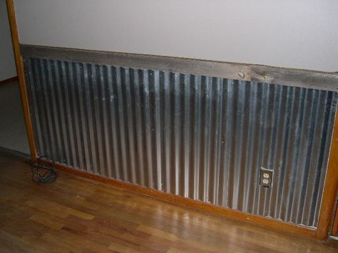 Barn Tin Wainscoting | Strange things I have seen during an inspection. Tin Wainscoting, Aluminum Wall Panel, Corrugated Metal Wall, Corrugated Steel, Barn Tin, Rustic Metal Decor, Corrugated Tin, Tin Walls, Corrugated Metal