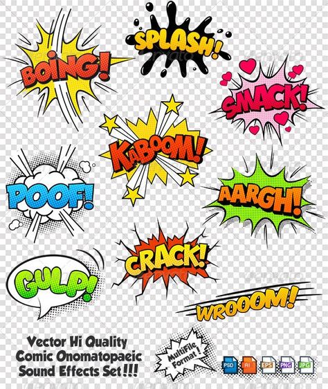 Comic Sound Effects, Comic Bubble, Spongebob Birthday Party, Comic Text, Seni Pop, Cartoon Clouds, 강아지 그림, Speech Bubbles, Pop Art Comic