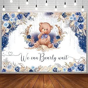 Bear Baby Shower Backdrop, Baby Shower Boho, Bear Baby Shower Theme, Baby Shower Photography, We Can Bearly Wait, Bearly Wait, Shower Backdrop, Floral Rosa, Glitter Decor