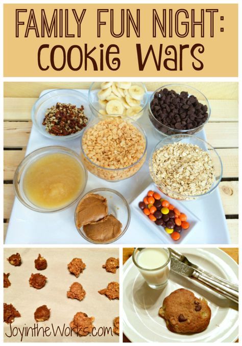 Family Cookie Wars - Joy in the Works Family Night Activities, Family Fun Night, Family Home Evening, Family Fun Games, Baking With Kids, Family Movie Night, Fun Family Activities, Family Night, Family Game Night