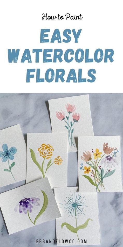 Not sure what to paint? Why not try these simple watercolor flowers. This easy tutorial is perfect for beginners! Quick Watercolor Ideas, Flower Paintings For Beginners, Watercolor Flowers For Beginners, Easy Watercolor Flowers, Simple Watercolor Flowers, Flowers For Beginners, Paintings For Beginners, What To Paint, Watercolor Painting For Beginners