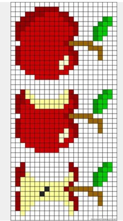 Apple Pixel Art, Cross Stitch Apple, Apple Cross Stitch, Fruit Cross Stitch, Crochet Apple, Easy Cross Stitch Patterns, Pixel Art Templates, Graph Design, Animal Cross Stitch Patterns