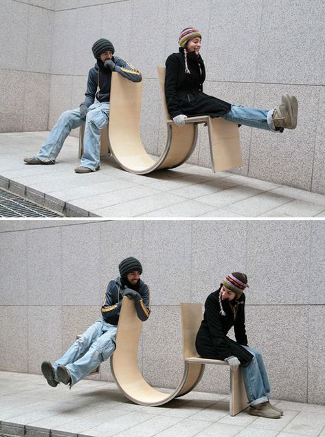 Swinging Bench By Neulhae Cho Mobil Design, Henning Larsen, Public Seating, 카페 인테리어 디자인, Renzo Piano, Urban Furniture, Bench Designs, Street Furniture, Urban Spaces