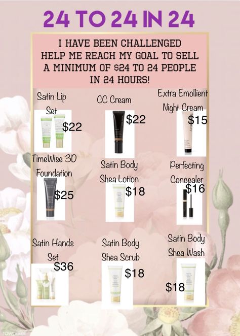 Mary Kay 24x24x24 Challenge, Mary Kay Challenge Ideas, Mary Kay Challenge, Mary Kay Sale, May Challenge, Mary Kay Marketing, Mary Kay Consultant, Challenge Ideas, Body Foundation