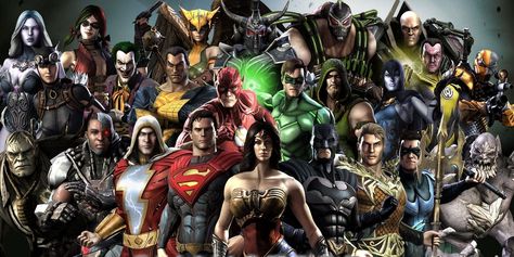 Injustice 2 creator Ed Boon says that the DC movie and TV universe has inspired moves, character designs, and costumes in the 2017 fighting game. Injustice 2 Characters, Injustice Characters, Injustice Gods Among Us, Hulk Character, Injustice 2, Dc Movies, Dc Comic, Movie Titles, Dc Heroes