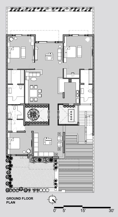 30x50 House Plans, Twin House, Duplex Floor Plans, Hotel Floor Plan, Indian House Plans, Courtyard House Plans, New Architecture, House Floor Design, Architectural Floor Plans