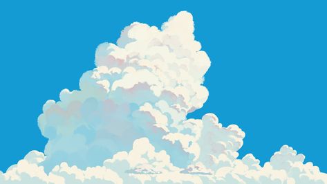 Cloud Landscape Painting, Cloud Concept Art, Paper Background Landscape, Sky Illustration Cloud, Blue Sky Drawing, Clouds Reference, Anime Clouds, Canva Background, Clouds Illustration