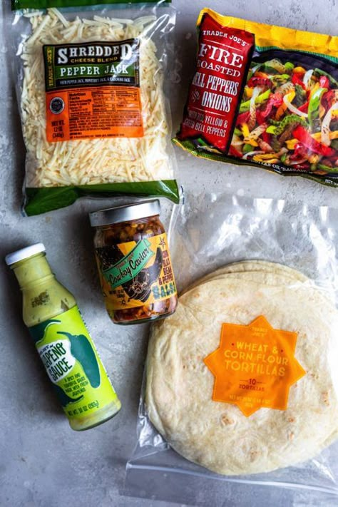 Easy Trader Joe's Recipes - Dash of Mandi Fire Roasted Peppers, Trader Joes Meal Planning, Trader Joes Recipes Healthy, Jack Fire, Turkey Taco Salad, Vegetarian Quesadilla, Trader Joes Food, Bbq Jackfruit, Jalapeno Sauce