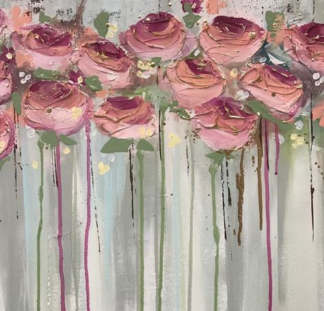 Rose Texture Painting, Pink Flower Canvas Painting, How To Paint Abstract Roses, Abstract Roses Painting Acrylics, Pink Rose Painting Acrylic, Beginner Painting On Canvas, Flower Painting On Canvas, Small Canvas Paintings, Easy Canvas Painting