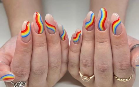 Simple Pride Nail, Acrylic Nail Designs Short, Pride Nail Art, Nail Designs Short, Pride Nail, Nail Designs Acrylic, Soft Girl Aesthetic Outfit, January Nail Designs, January Nails