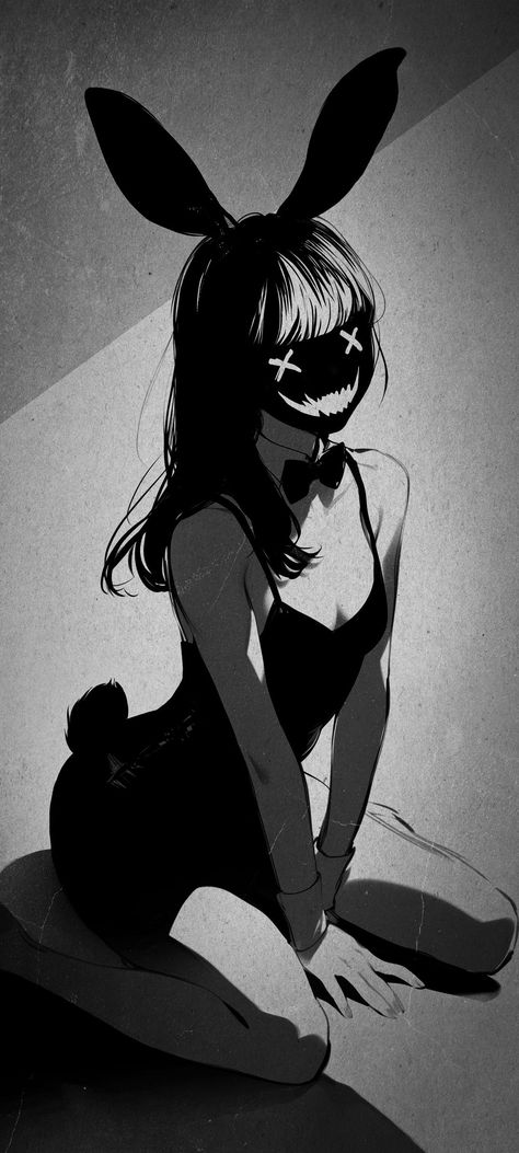 Wallpapers Girl, Mask Drawing, Gothic Fantasy Art, Discord Pfp, Beautiful Dark Art, Scary Art, Anime Artwork Wallpaper, Bunny Girl, Dark Anime