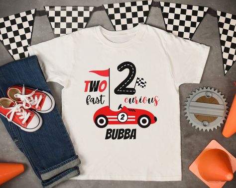 Two Fast Birthday Shirt, Racing Birthday Party, Two Fast Birthday, Racing Birthday, Hotwheels Birthday Party, 2nd Birthday Party For Boys, Race Outfit, Hot Wheels Birthday, Race Car Birthday Party