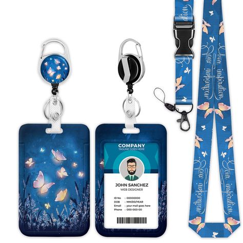 Lanyard Blue, Teacher Office, Nursing Teacher, Retractable Id Badge Holder, Id Badge Reels, Carabiner Clip, Quick Release Buckle, Id Badge Holders, Belt Clip