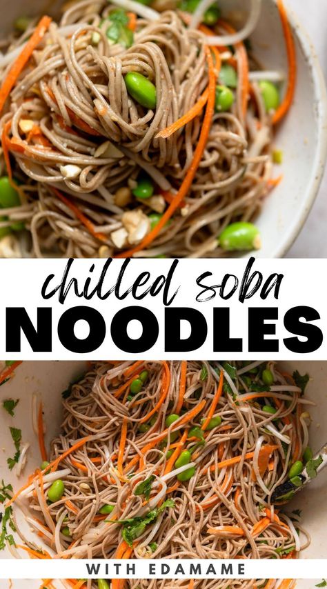 This vegan cold buckwheat noodles recipe with miso sesame dressing is the perfect dish for a light summer meal, easy side, sharing or meal prep. Buckwheat Noodle Recipes, Cold Buckwheat Noodles, Light Summer Meals, Soba Noodles Salad, Seasoned Rice Vinegar, Buckwheat Noodles, Sesame Dressing, Sesame Sauce, Miso Dressing