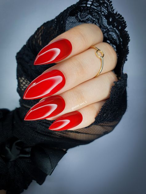 Basic Red Stiletto . ⁠ Basics are musts-have !⁠ ___________________________________⁠ #pressonnails #nailart #nailaddict #rednails #stilettonails#shapenails #3dnails #nailporn #nailfeed #red #longsnails #nailartist #shinynails #witchnails #gothnails #newgothnails #wiccanails #darknails #darkaestetic #darkdb #nugoth #instagoth #alternativefashion #wiccac #gothbeauty⁠ #Nailsofinstagram #nailsonfleek #gothjewelry #goldring #mnknails ⁠ Red Nail Christmas, Dark Red Stilletos Nails, Nails Rouge, Red Pointy Nails Stilettos, Goth Red Nails Acrylic, Dark Cherry Red Nails Stiletto, Crimson Stilleto Nails, Nail Christmas, Red Stiletto Nails