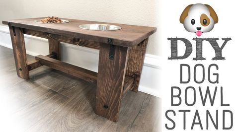 Drawer Plans, Dog Bowl Stand Diy, Dog Bowls Diy, Diy Dog Bowl Stand, Diy Dog Bowl, Farmhouse Dog Beds, Dog Food Bowl Stand, Dog Food Stands, Dog Bowl Holder