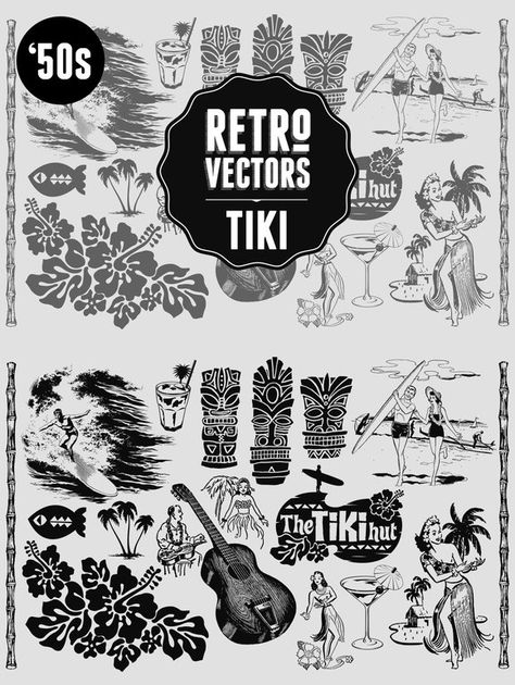 Tiki Luau Tiki Bar, Tiki Drink, Tiki Tattoo, Drink Illustration, Illustrations Design, Tiki Hut, Retro Vector, Tiki Bar, Rum