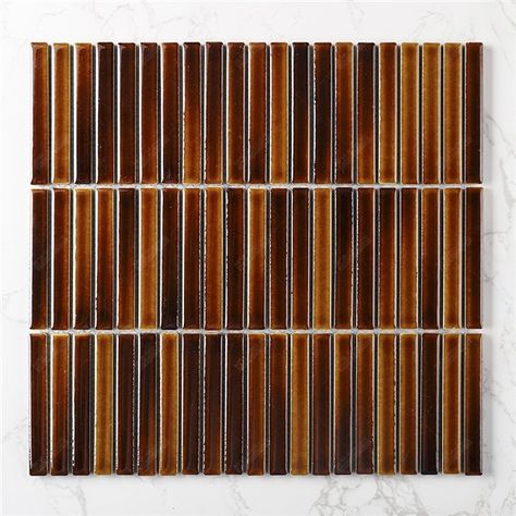 Foshan Supplier Wholesale 12x92mm Stackbond Porcelain Dark Brown Finger Kitkat Mosaic Tiles | MM-Mosaic Kitkat Mosaic Tiles, Finger Tiles, Dark Brown Color, Mosaic Tile, Mosaic Tiles, Backsplash, Brown Color, Dark Brown, Mosaic