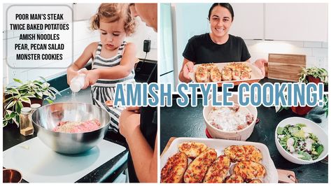 #amishcooking #monstercookies #cooking Lynette Yoder, Amish Noodles, Amish Style, Mennonite Recipes, Monster Cookies Recipe, Cook With Me, Pecan Salad, Poor Man, Amish Recipes